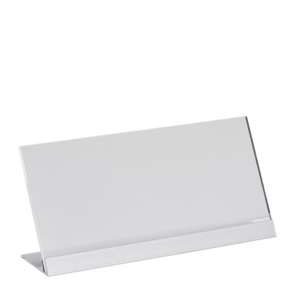 L-stojan z akrylu s hliníkovou základnou 1/3 A4 (100 x 210 mm)  | transparentní provedení|stříbrná 