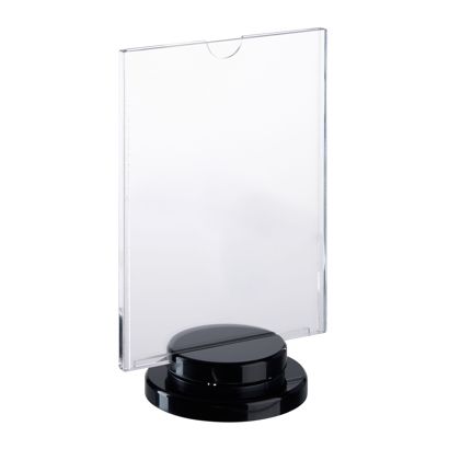 Rotating menu holder with black base, acrylic A6