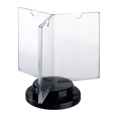 Rotating menu holder with black base, star-shaped, acrylic A7 