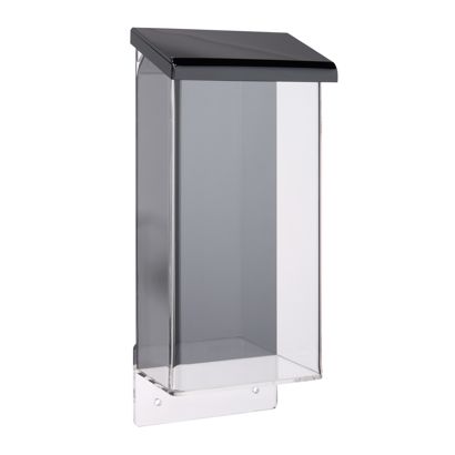 Weatherproof flyer box with lid, black, robust 1/3 A4
