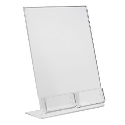 Stojan L s extra přihrádkou PREMIUM, akryl A4 + 2x 56 x 88 mm  | Formát na výšku 