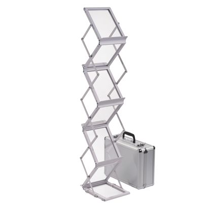 Brochure stand foldable BOSTON 6 x A5 with case, white 