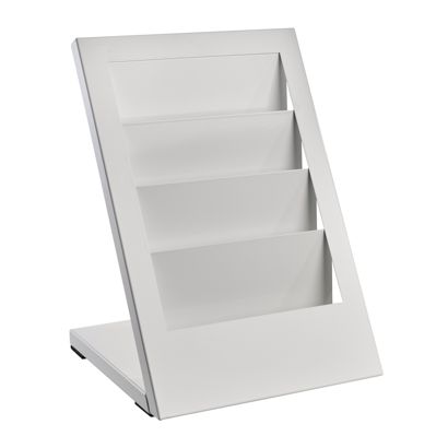 Table brochure holder PLANAR A4, steel
 white