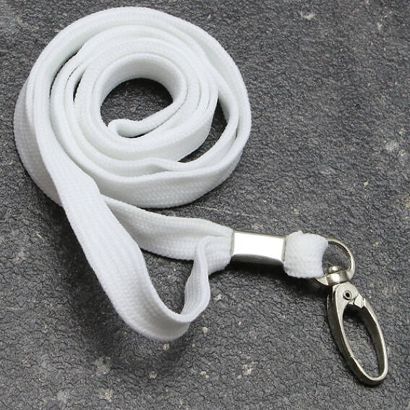 Lanyard, šířka 10 mm bílá  | s klipem a karabinou 