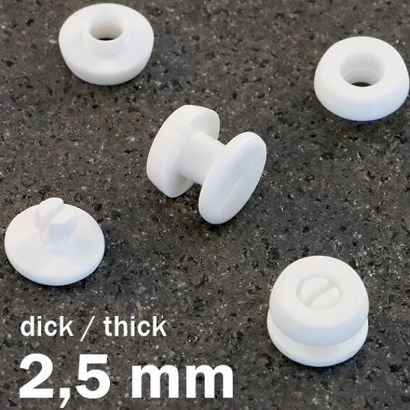 Snap rivets with thick head white  | 2.5 mm