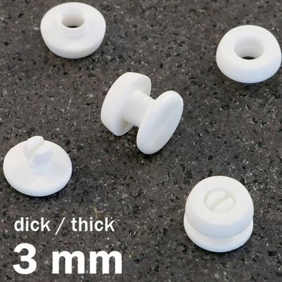 Snap rivets with thick head white  | 3 mm