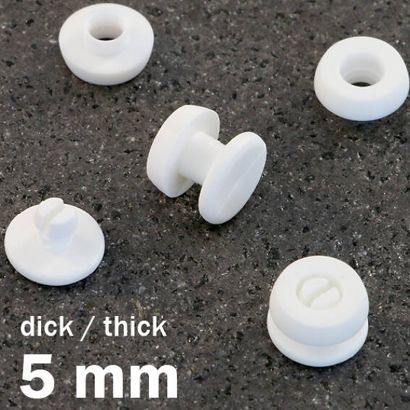 Snap rivets with thick head white  | 5 mm