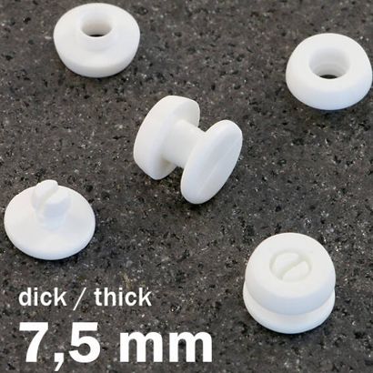 Snap rivets with thick head white  | 7.5 mm