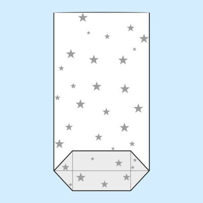 Cross bottom bags, OPP foil, stars 180 x 300 mm 