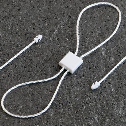 Textilní provázky se 2 závlačkami a zasouvací pojistkou bílá 