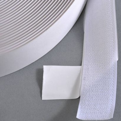 Hook tape self-adhesive, for hook and loop fasteners (roll with 25 m) 25 mm | white 