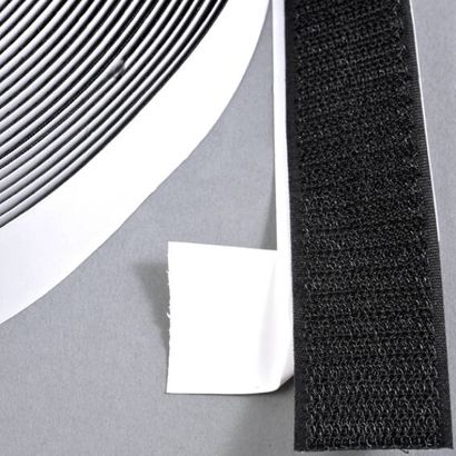 Hook tape self-adhesive, for hook and loop fasteners (roll with 25 m) 38 mm | black 