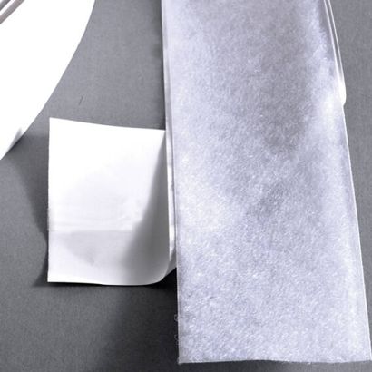 Loop tape self-adhesive, for hook and loop fasteners (roll with 25 m) 50 mm | white 