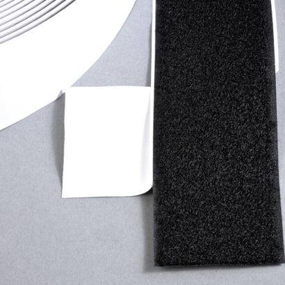Loop tape self-adhesive, for hook and loop fasteners (roll with 25 m) 50 mm | black 