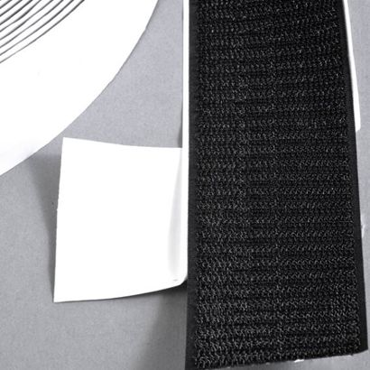 Hook tape self-adhesive, for hook and loop fasteners (roll with 25 m) 50 mm | black 