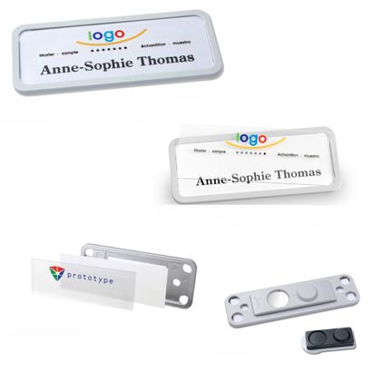 Name badges office quick-print Hanger clip 75 x 27 mm  | black  | Hanger clip 