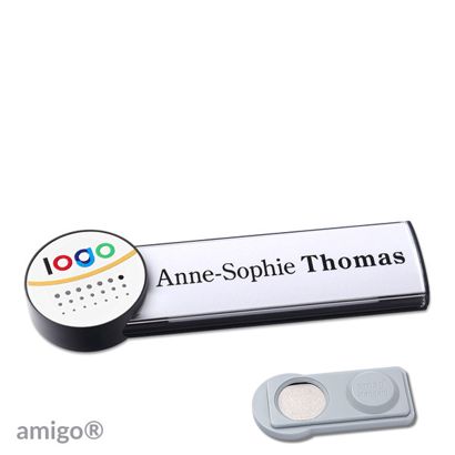 Jmenovky amigo® alu-print, magnet antracitová  | Magnet smag®  | kolečko  | antracitová  | bílá 