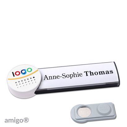 Jmenovky amigo® alu-print, magnet antracitová  | Magnet smag®  | kolečko  | bílá  | bílá 