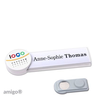 Name badges amigo® alu-print magnet white  | smag® Magnet  | circle  | white  | white 
