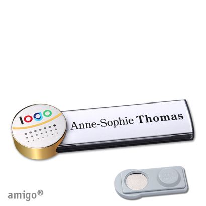 Name badges amigo® alu-print magnet anthracite  | smag® Magnet  | circle  | gold  | silver 