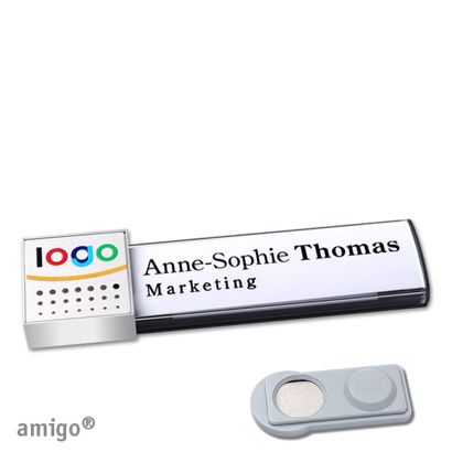 Jmenovky amigo® alu-print, magnet antracitová  | Magnet smag®  | čtvereček  | ušlechtilá ocel  | stříbrná 