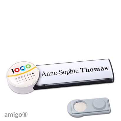 Jmenovky amigo® doming, magnet antracitová  | Magnet smag®  | kolečko  | bílá  |  