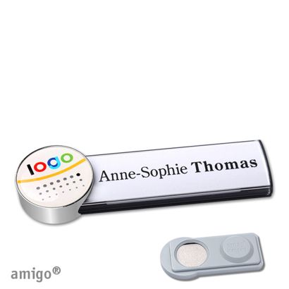 Name badges amigo® doming magnet anthracite  | smag® Magnet  | circle  | stainless steel  |  