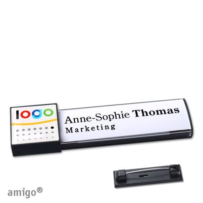 Name badges amigo® doming stainless steel pin anthracite  | square  | anthracite  |  