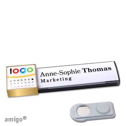 Jmenovky amigo® doming, magnet antracitová  | Magnet smag®  | čtvereček  | zlatá  |  
