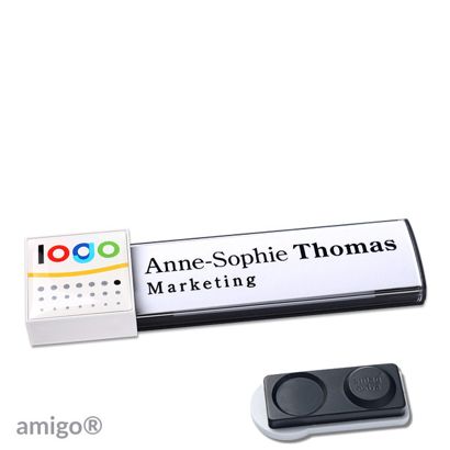 Jmenovky amigo® doming, magnet antracitová  | Magnet smag®, extra silný  | čtvereček  | bílá  |  
