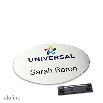 Name badges aluline-plus® alu-complete stainless steel pin 65 x 43 mm  | silver 