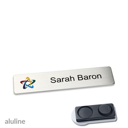 Name badges aluline-plus® alu-complete magnet 68 x 16 mm  | silver  | smag® magnet, extra strong 