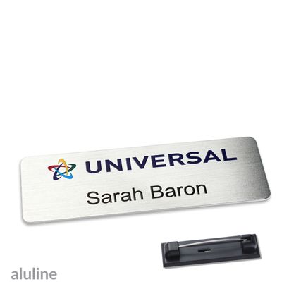 Name badges aluline-plus® alu-complete stainless steel pin 76 x 25 mm  | silver 