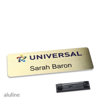 Name badges aluline-plus® alu-complete stainless steel pin 76 x 25 mm  | gold 