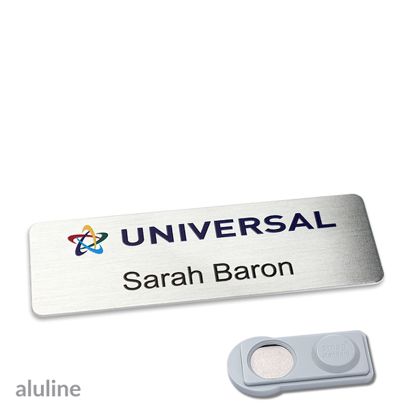 Name badges aluline-plus® alu-complete magnet 76 x 25 mm  | silver  | smag® Magnet 