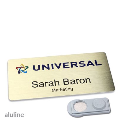 Name badges aluline-plus® alu-complete magnet 76 x 38 mm  | gold  | smag® Magnet 