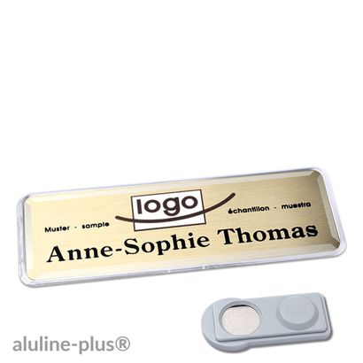 Jmenovky aluline-plus® alu-print, magnet 76 x 25 mm  | zlatá  | Magnet smag® 