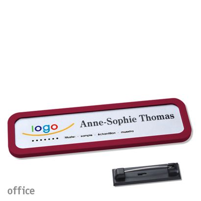 Name badges office quick-print stainless steel pin 75 x 17 mm  | claret violet 
