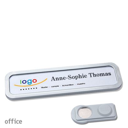Name badges office quick-print magnet 75 x 17 mm  | stainless steel  | smag® Magnet 