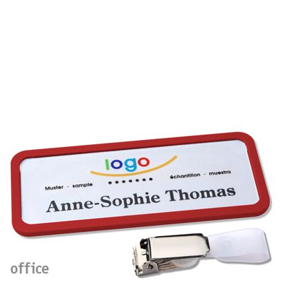 Jmenovky office quick-print se závěsným klipem 75 x 27 mm  | červená  | Závěsný klip 