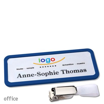 Name badges office quick-print Hanger clip 75 x 27 mm  | dark blue  | Hanger clip 