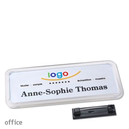 Jmenovky office quick-print se špendlíkem 75 x 27 mm  | transparentní provedení 