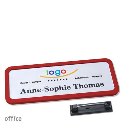 Jmenovky office quick-print se špendlíkem 75 x 27 mm  | červená 