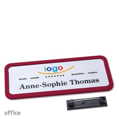 Name badges office quick-print stainless steel pin 75 x 27 mm  | claret violet 