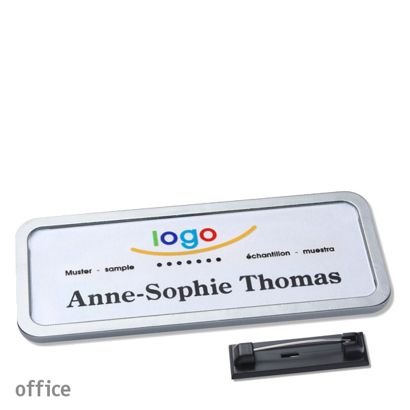 Jmenovky office quick-print se špendlíkem 75 x 27 mm  | ušlechtilá ocel 