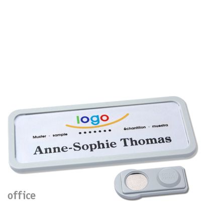 Jmenovky office quick-print, magnet 75 x 27 mm  | světle šedá  | Magnet smag® 