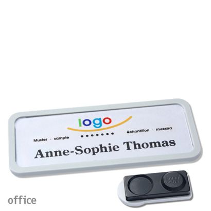 Name badges office quick-print magnet 75 x 27 mm  | light grey  | smag® magnet, extra strong 