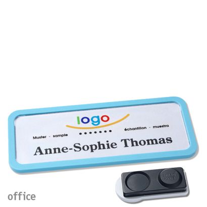 Jmenovky office quick-print, magnet 75 x 27 mm  | pastelová modrá  | Magnet smag®, extra silný 