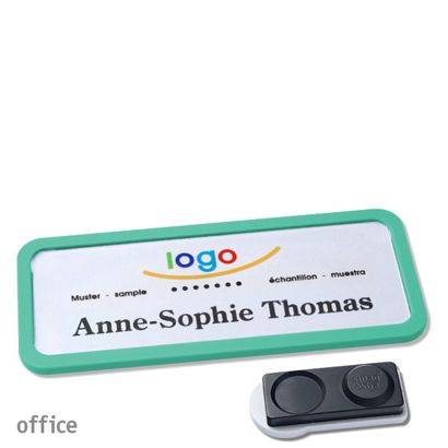 Name badges office quick-print magnet 75 x 27 mm  | pastel green  | smag® magnet, extra strong 