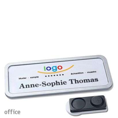 Jmenovky office quick-print, magnet 75 x 27 mm  | ušlechtilá ocel  | Magnet smag®, extra silný 